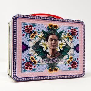 Frida Kahlo Metal Lunch Box Tin Folk Art Floral Carry Case NEW No Box
